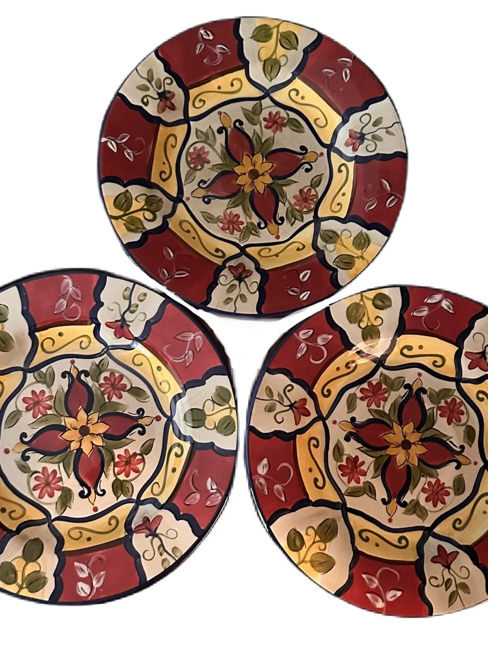 Pier 1 Imports HandPainted Earthenware Plates Vallarta Ceramic Plate Trio